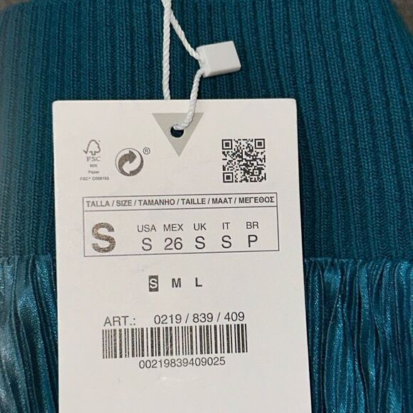 ZARA | Petrol Blue | PLEATED HALTER TOP - Picture 8 of 9